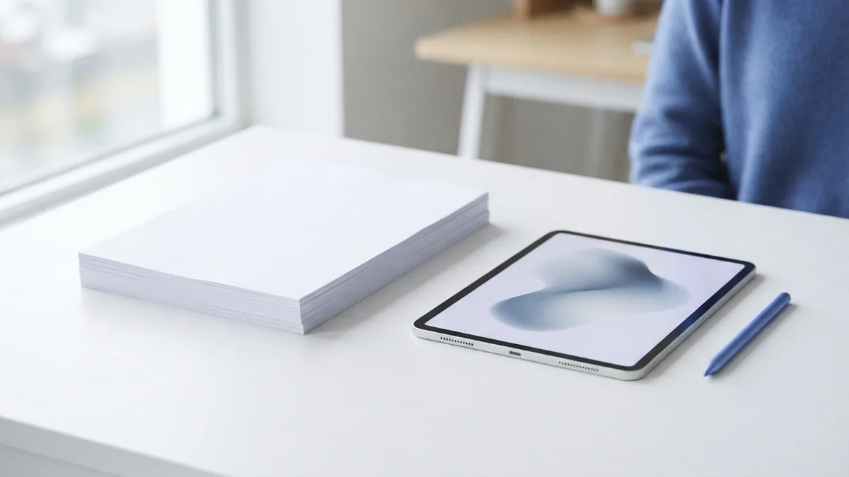 Debates over the evidence Stacks of blank research papers beside a tablet evoke debate over Khazar history