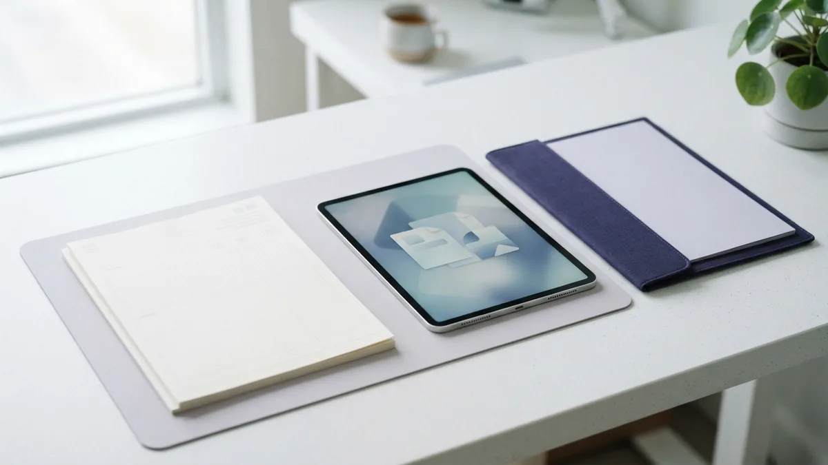 Design a clear, easy-to-use PDF form Blank form and tablet arranged to suggest clear, easy-to-use form design