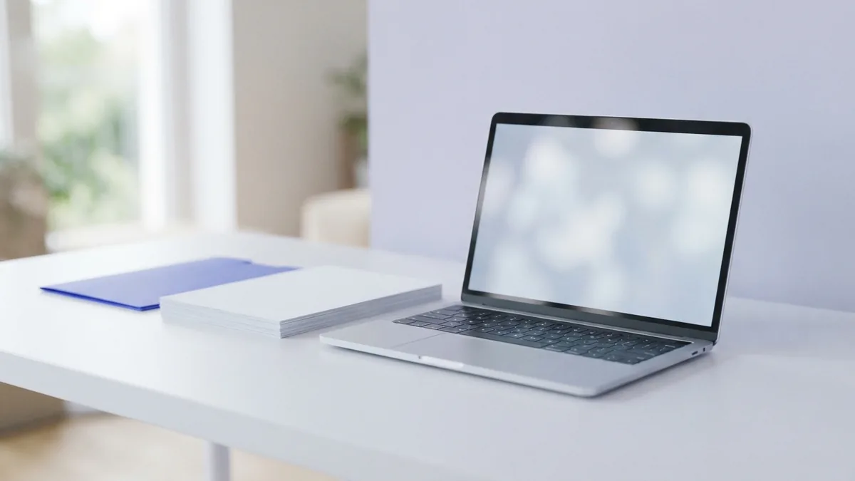 Tools for editing PDF files Laptop and blank paper arranged for choosing a PDF editing tool