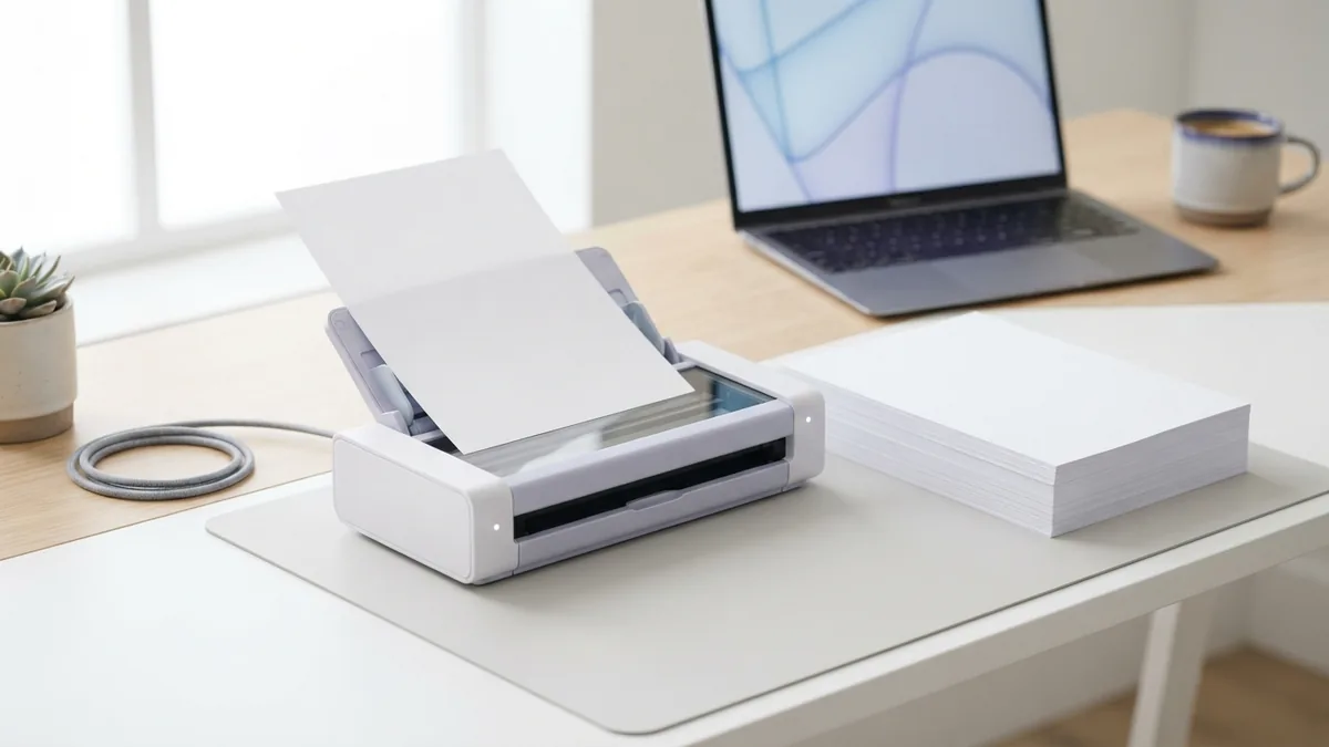 Document scanner with blank pages ready for a clear, high-quality PDF scan
