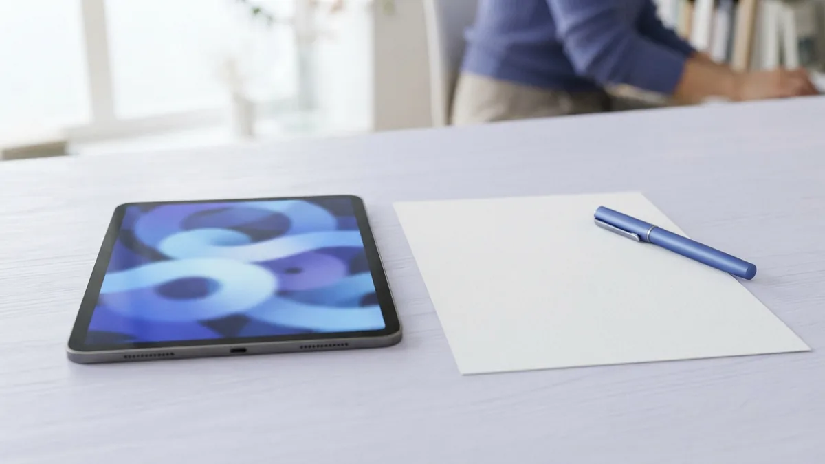 Adding fields to a digital form Tablet and blank paper on a pale desk while preparing a digital checkbox form