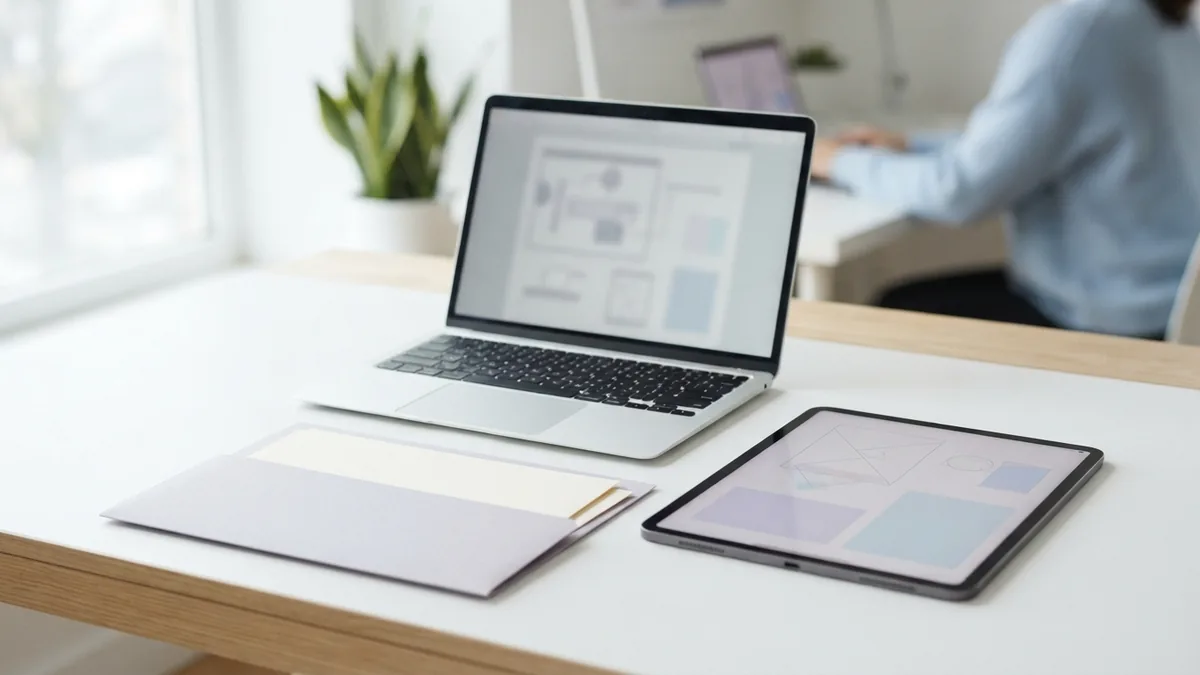 Laptop and tablet beside a folder for comparing PDF editing options