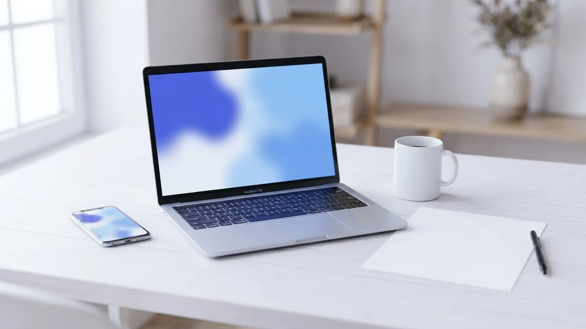 Ways to make a PDF file smaller Laptop and phone beside blank paper, suggesting different ways to reduce a PDF file size