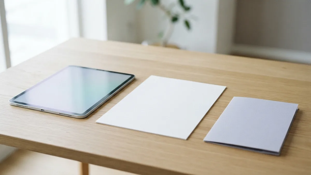 Tablet with blank documents and folder showing a tidy PDF filing workspace