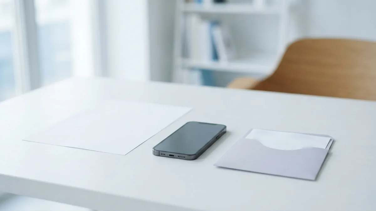 Blank printed sheet and smartphone arranged for PDF QR code sharing