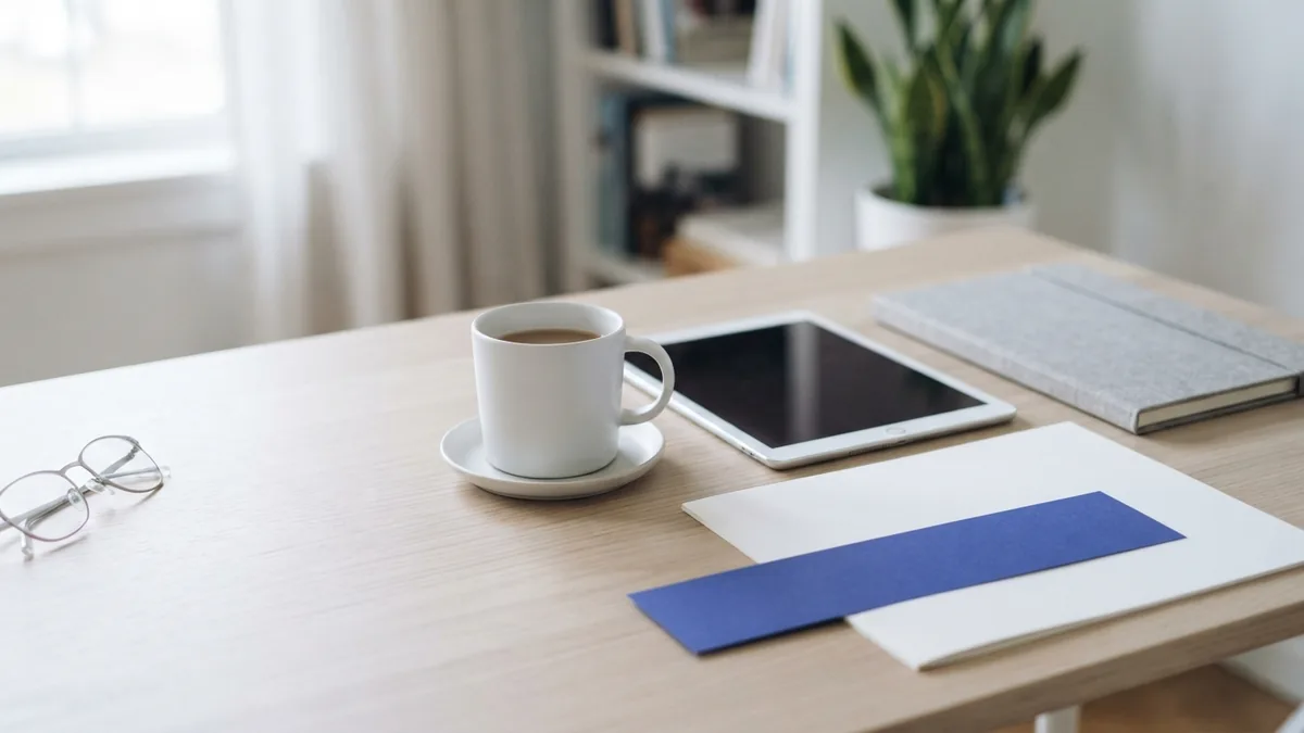 Protecting private document details Blank document partly covered beside a tablet and folder in a private workspace