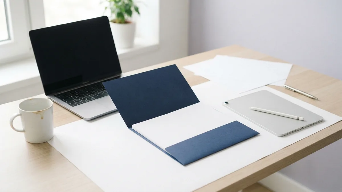 Laptop, tablet, and blank papers arranged for a secure PDF editing workflow