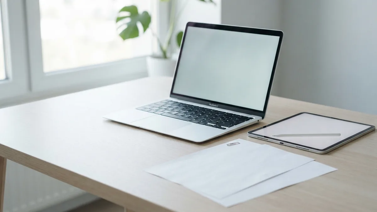 Blank documents and devices arranged for using online PDF template tools