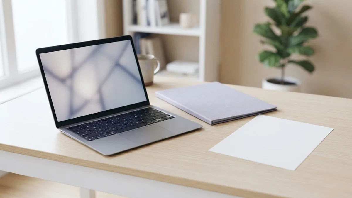 Laptop and paper on a tidy desk for choosing a conversion method