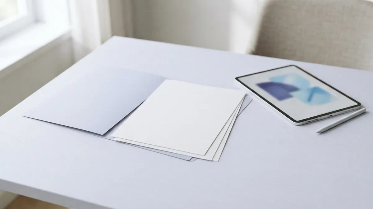 Checking document layout Blank pages and tablet arranged for checking document layout and formatting