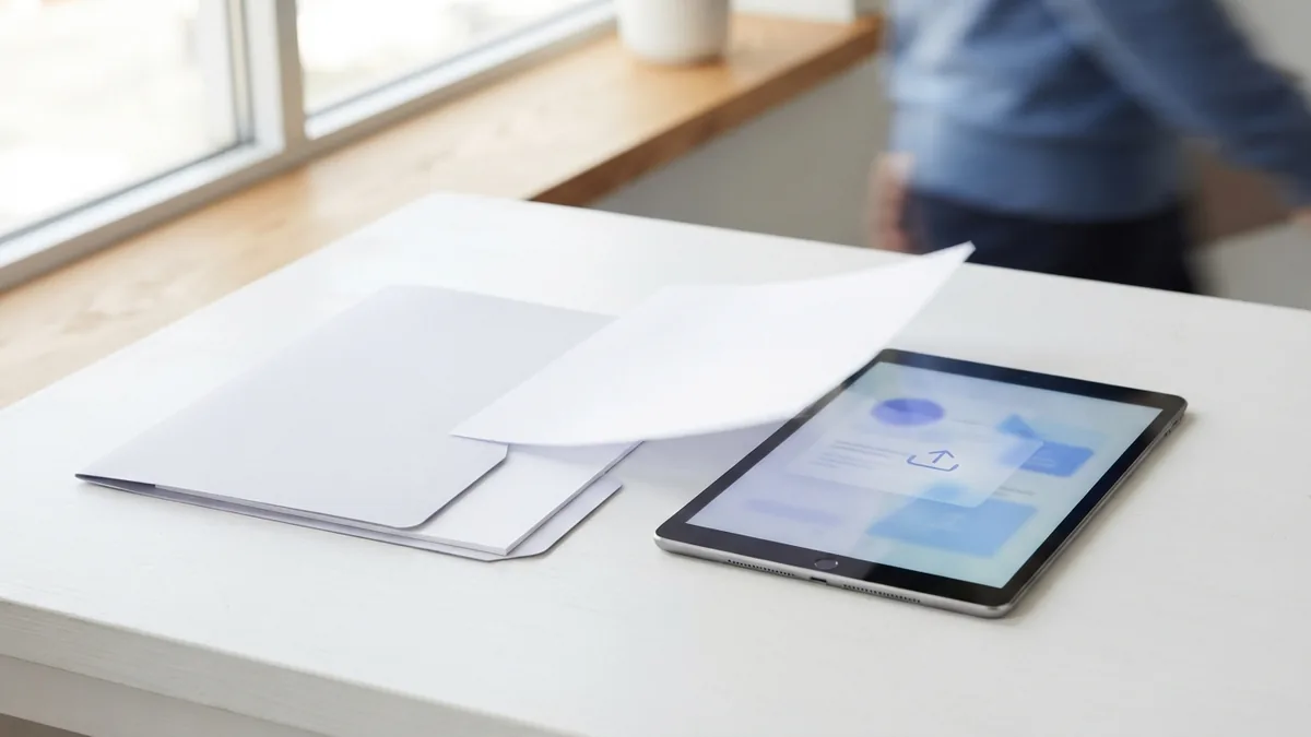 Blank papers and a tablet representing portable document files
