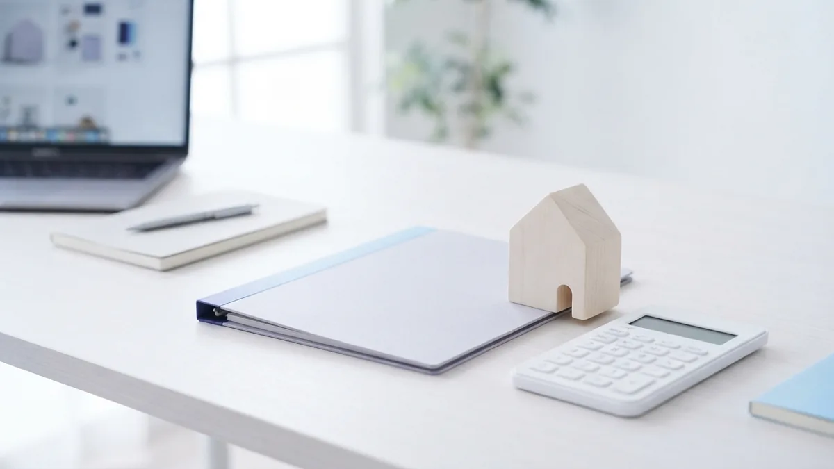 A home model and calculator representing mortgage planning for a rental property