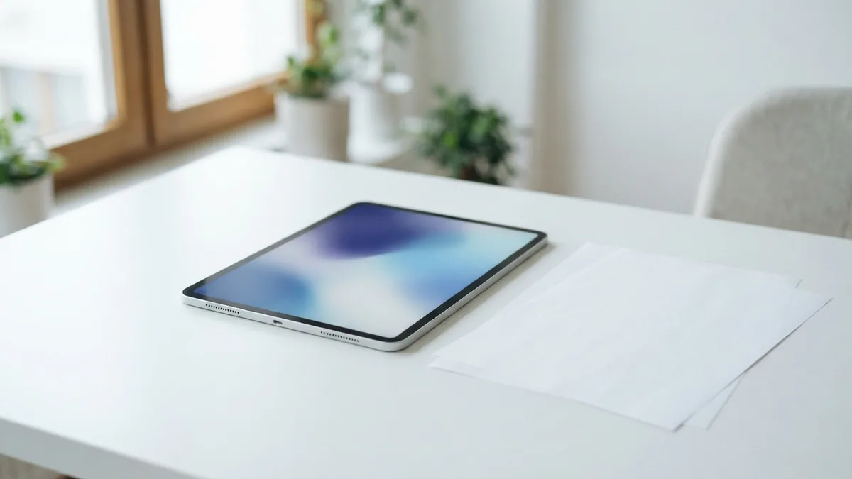 Choose the right page direction Tablet and turned paper sheets showing the idea of changing page orientation