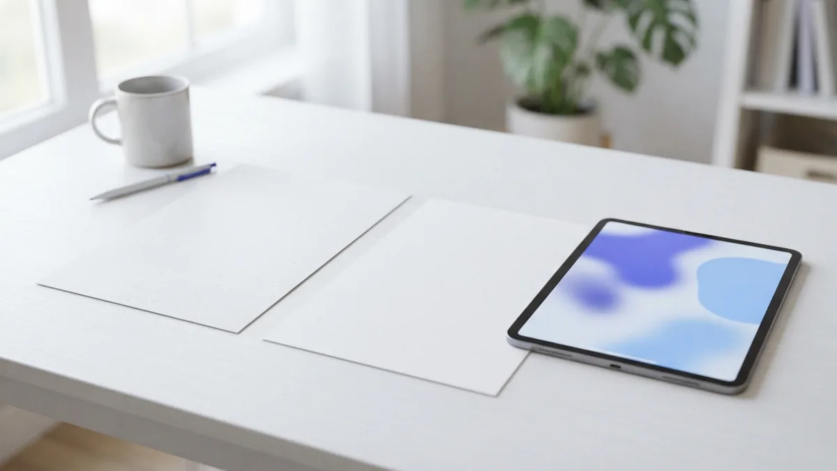 Check translated page layout Blank pages beside a tablet for checking translated PDF layout and page flow