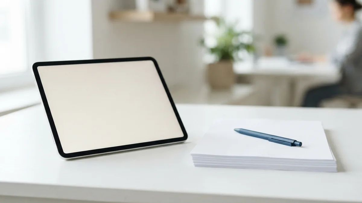 Choosing fields for a PDF form Blank tablet and paper sheets illustrating field choices in an interactive PDF form