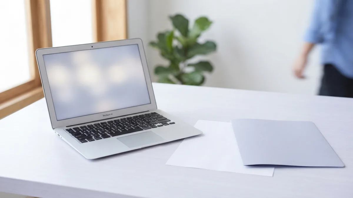 Laptop and blank paper showing a clean workspace for scanned PDF repair